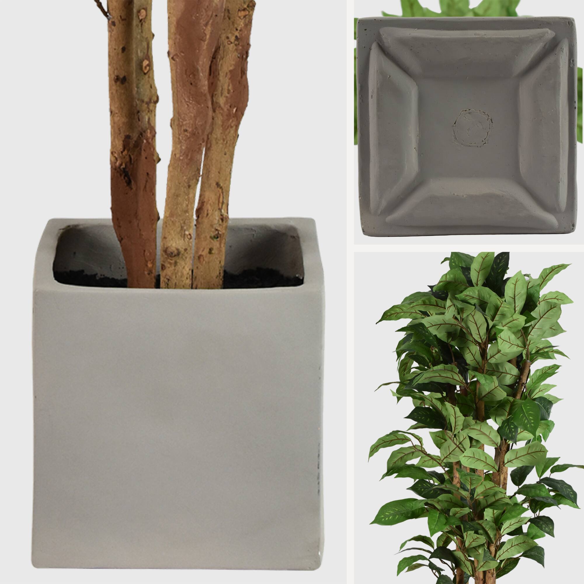 American Art Decor 5ft Artificial Coffee Tree in Cement Pot Faux Plant